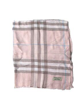 Pre-Owned Vintage Burberry Pastel Pink Blue White Plaid Shawl Wrap Scarf Scarves